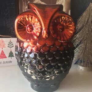 Orange and black glass owl